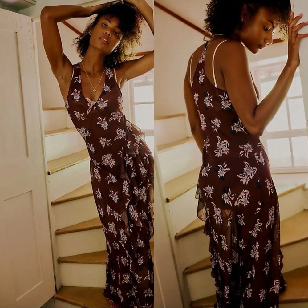 Free People Stop and Stare Maxi Slip Dress XS